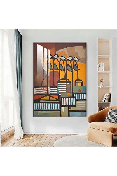 4gdran لوحة جدارية خشبية بتصميم الفن التجريدي مع برواز فضي و طبقة من الاكرليك...