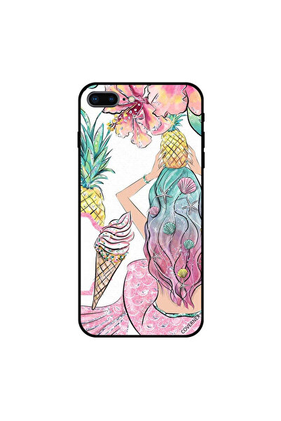 Covernex غطاء حماية لجهاز iPhone 7 Plus بطبعة فتاة وحيد القرن تحمل أناناسًا ع...