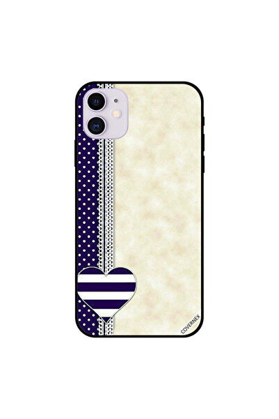 Covernex غطاء حماية لجهاز iPhone 11 بخطوط بيضاء وزرقاء على شكل قلب