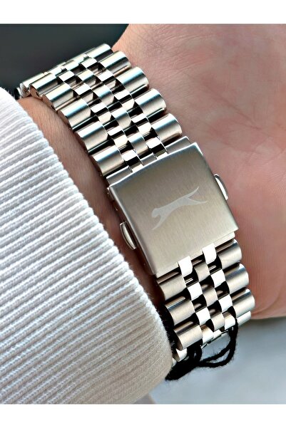 Slazenger Silver-Black Color 10 Atm Waterproofness Steel Cord Steel Case Men Wristwatch 1812.05Mr