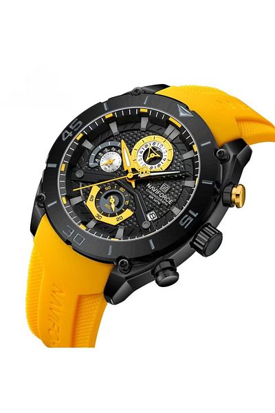 Naviforce Sport Chronograph Wrist Watch for Men with Silicone Strap Water Resistant Multi-Function Timepiece