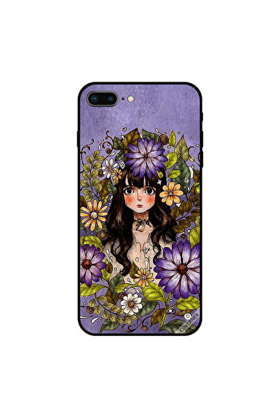 Covernex غطاء حماية لهاتف iPhone 7 Plus بتصميم فتاة حول الزهور