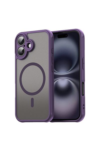 SKYDDAR INNOVATION Carcasă pentru iPhone 16, HaloFrost MagSafe II, rezistentă la șocuri, set de autocolante, violet