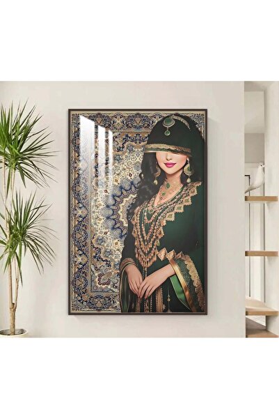 SND لوحة جدارية خشبية بتصميم فتاة مع برواز شامبين و طبقة من الاكرليك الشفاف