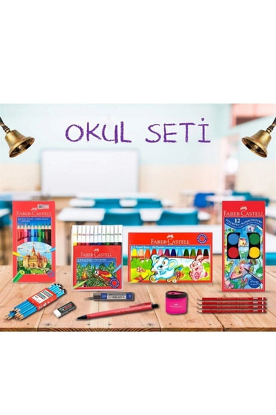 Faber Castel Okul Seti Faber Castel 12'Li Kuru Boya + Keçeli Kalem + Kurşun K...