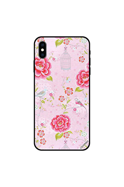 Covernex غطاء حماية لجهاز iPhone XS MAX بطبعة زهور وطيور وردية