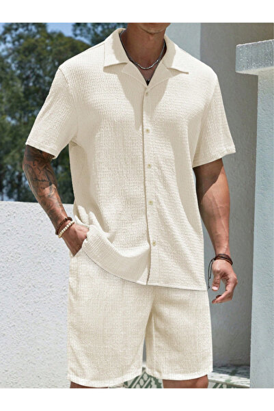 Revasser Erkek Renkli Özel Üretim Ferah Oversize Bürümcük Kumaş Şort Kısa Kol...