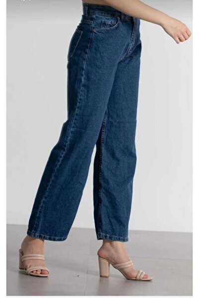 TRENDNATUREL Pantaloni de jeans largi Maggy cu talie extra înaltă, albastru închis, lycra Palazzo