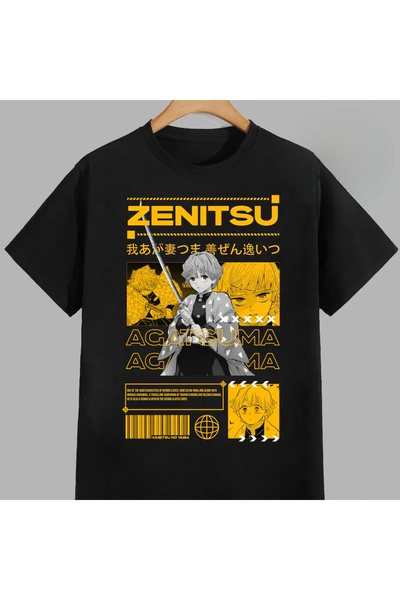 Flood Of Style Ανιμέ μπλουζάκι με σχέδια Unisex για άνδρες Azuma Zenitsu ‌ κυνηγός των δαίμονων