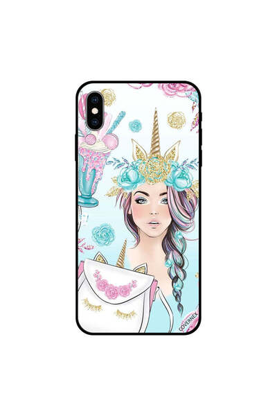 Covernex غطاء حماية لهاتف iPhone XS رموش على حقيبة وفتاة وحيد القرن