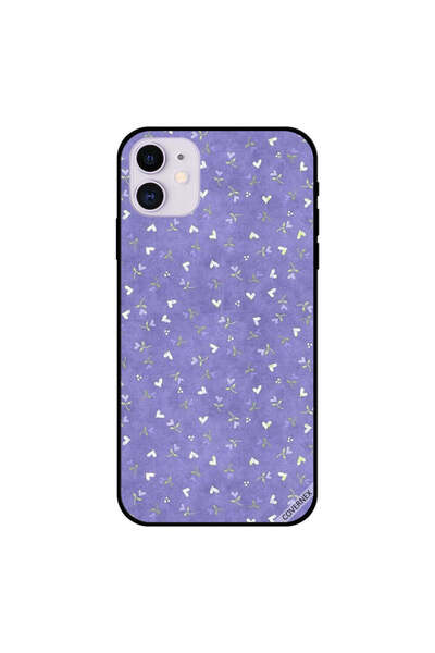 Covernex غطاء حماية لجهاز iPhone 11 بقلوب بيضاء وزهور زرقاء