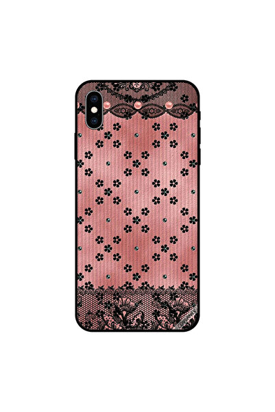 Covernex غطاء حماية iPhone XS أسود بزهور صغيرة على القماش
