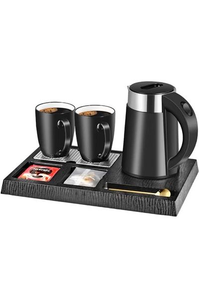 DLC Hotel Kettle Set With 2 Ceramic Cups