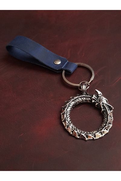BSN Store Self-Eating Snake Figure Keychain Premium Handmade Real Leather Keychain