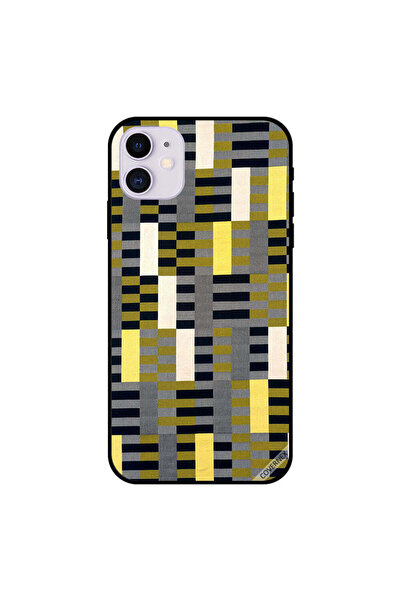 Covernex غطاء حماية لجهاز iPhone 11 باللون الأصفر وخطوط سوداء وبيضاء