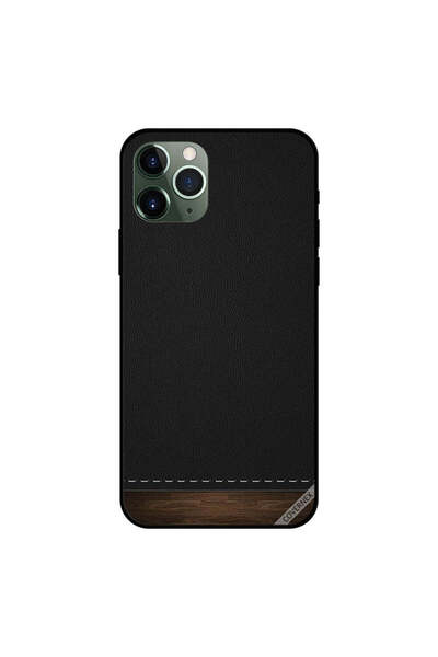 Covernex غطاء حماية لجهاز iPhone 11 Pro Max مصنوع من الجلد الأسود والخشب من ا...