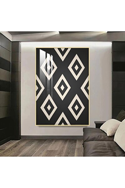 SND لوحة جدارية خشبية بتصميم الفن التجريدي مع برواز ذهبي و طبقة من الاكرليك الشفاف