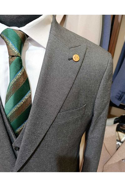 Ted Davıd Textured Suit with Smoked Vest