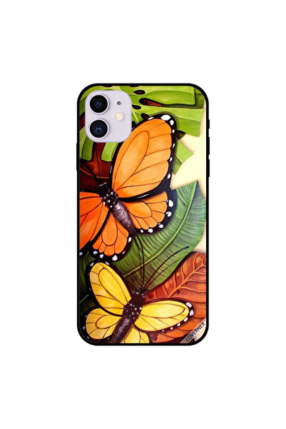 Covernex غطاء حماية لجهاز iPhone 11 بنقشة فراشات باللونين الأسود والبرتقالي