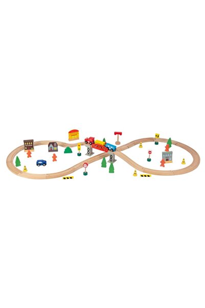 OEM Set tren cu sina si accesorii din lemn Felyx Toys 61 piese