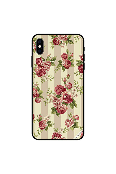 Covernex غطاء حماية لجهاز iPhone XS MAX مزين بورود وأوراق خضراء فوق شرائط