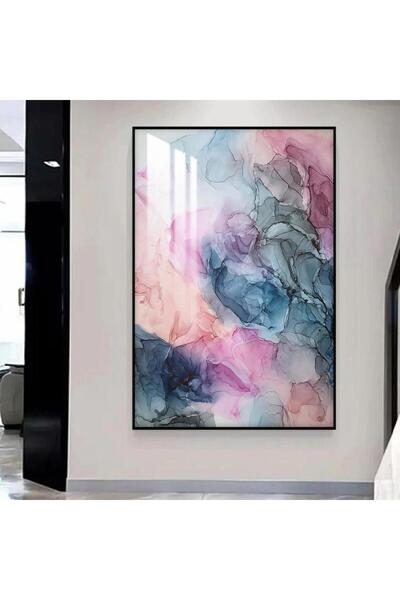 4gdran لوحة جدارية خشبية بتصميم الفن التجريدي مع برواز اسود و طبقة من الاكرلي...