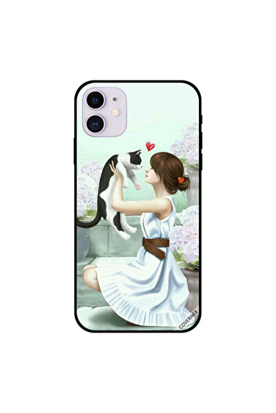 Covernex غطاء حماية لجهاز iPhone 11، فتاة جميلة تحب قطتها الصغيرة