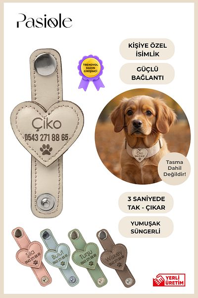 pasiole Leather Dog Tag, Leather Dog Name Tag, Dog Cat Collar, Dog Locket