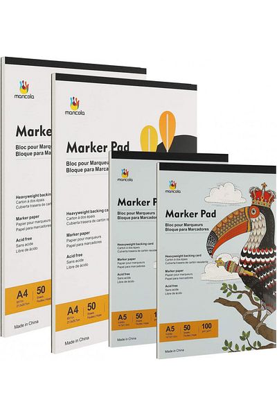 Mancola Set of 4 packs with 50 sheets of Mancola drawing paper, paper, white, A4/ A5