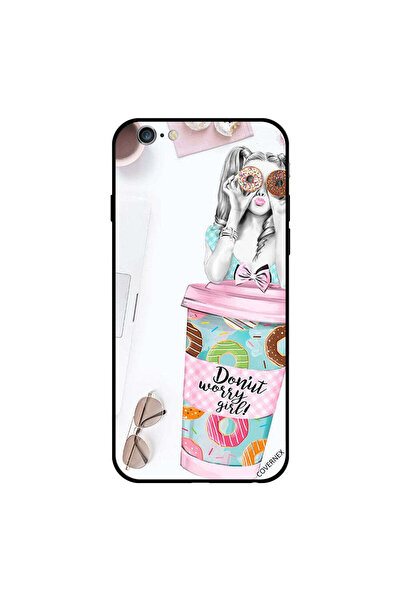 Covernex غطاء حماية لهاتف iPhone 6s Plus بتصميم فتاة دونات ووري وردي