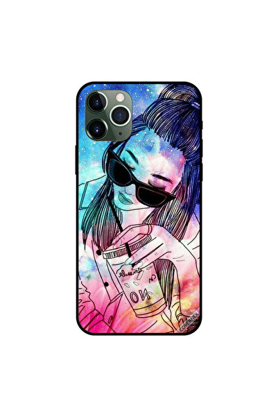Covernex غطاء حماية لهاتف iPhone 11 Pro Max بتصميم فتاة خربشة باللون الأسود ا...