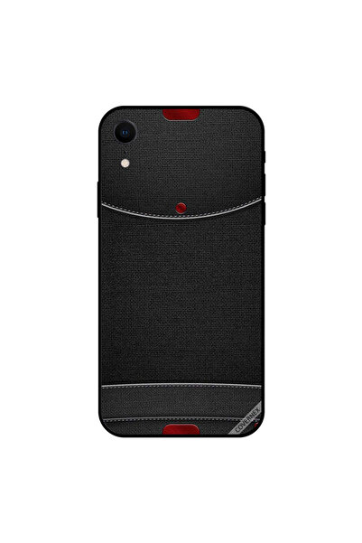 Covernex غطاء حماية لجهاز iPhone XR بأزرار حمراء على نمط جلدي أسود