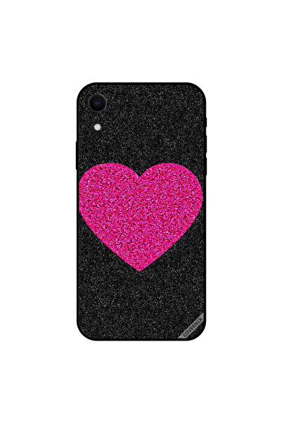 Covernex غطاء حماية iPhone XR على شكل قلب وردي مع بريق أسود