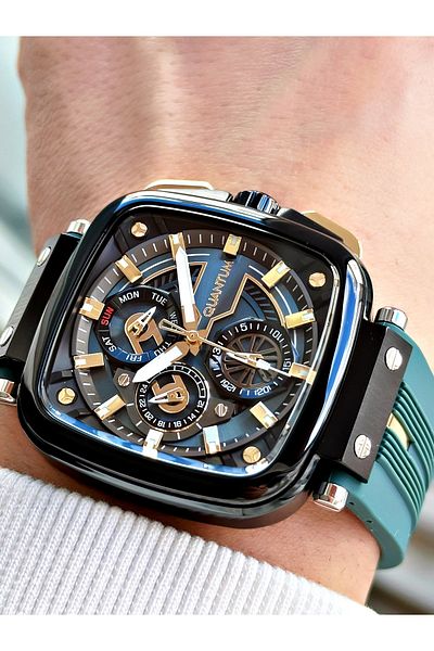 Quantum Function Silicone Cord Steel Case Angled Dial Men's Wrist Watch 1014.699Mr