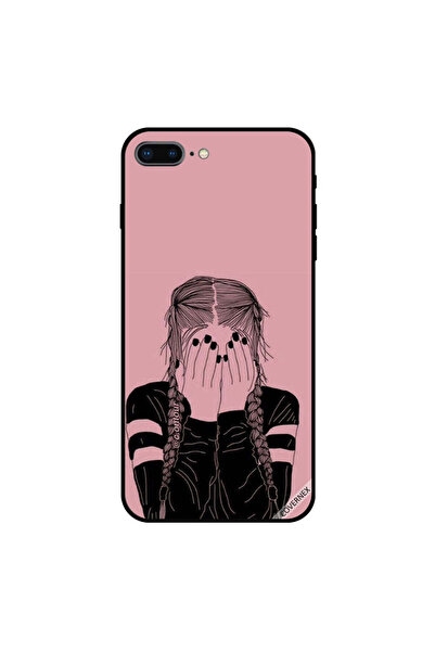 Covernex غطاء حماية لهاتف آيفون 7 بلس - فتاة حزينة باللونين الوردي والأسود