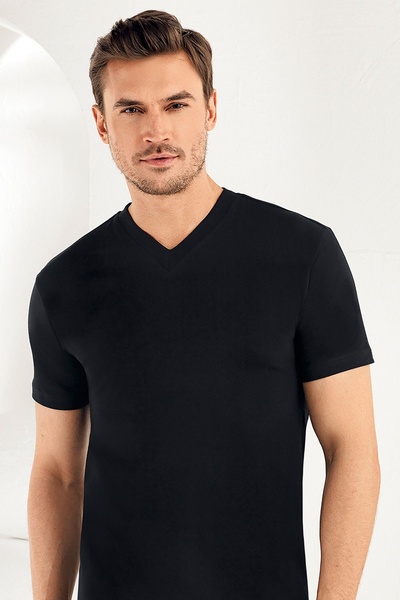 Şahinler Men's V-Neck Short Sleeve 100% Cotton 6-Piece Combed Cotton Undershirt