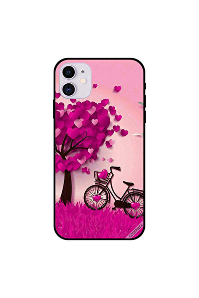 Covernex غطاء حماية لجهاز iPhone 11 بنقشة قلوب وردية وشجرة ودورة