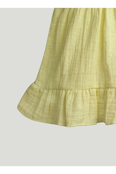 luay 100% Linen Green Baby Frock, with Frills,Cute and Trendy Summer Dress for Babies 0-3 M