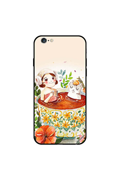 Covernex غطاء حماية لجهاز iPhone 6s Plus بتصميم فتاة وقطة تستمتعان