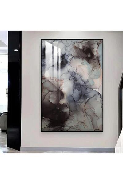 4gdran لوحة جدارية خشبية بتصميم الفن التجريدي مع برواز اسود و طبقة من الاكرلي...