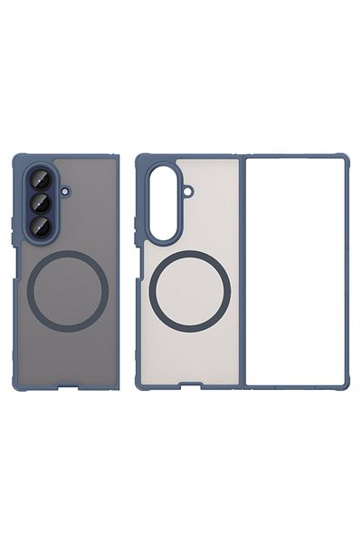 SKYDDAR INNOVATION Husă pentru Samsung Galaxy Z Fold7, HaloFrost MagSafe II, antișoc, set de autocolante, albastru marin