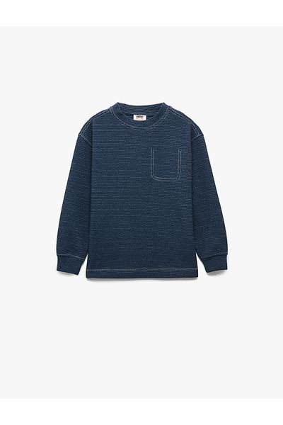 Koton Long Sleeve Pocket Detailed Crew Neck Basic T-Shirt