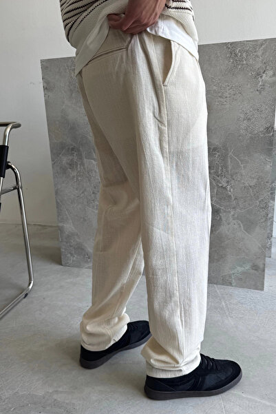 yung Stone Raw Linen Baggy Trousers