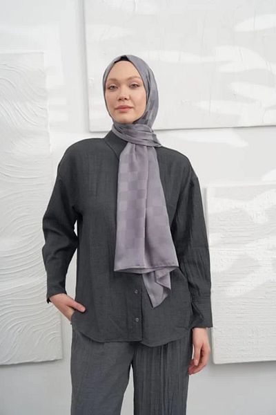 Sima Smoked Call Silk Jacquard Checkered Shawl