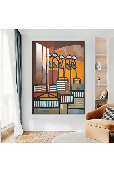 SND لوحة جدارية خشبية بتصميم الفن التجريدي مع برواز شامبين و طبقة من الاكرليك...