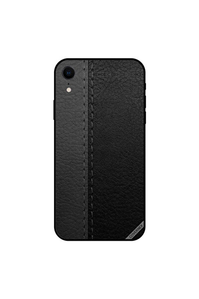 Covernex غطاء حماية لجهاز iPhone XR بنمط جلدي رمادي أسود