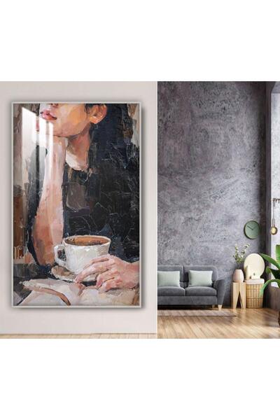 Marktna لوحة جدارية خشبية بتصميم فتاة مع برواز فضي و طبقة من الاكرليك الشفاف