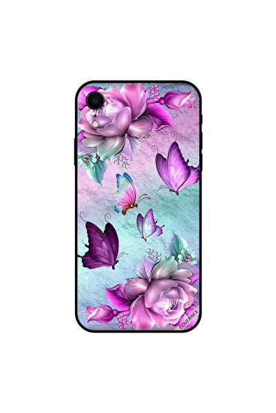 Covernex غطاء حماية لجهاز iPhone XR بنقشة زهور و فراشات وردية و بنفسجية