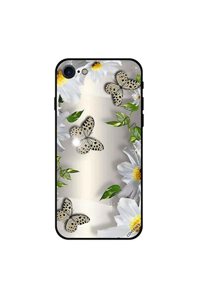 Covernex غطاء حماية لجهاز iPhone 8 بنقاط سوداء وزهور بيضاء