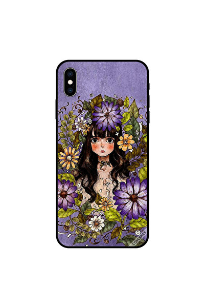 Covernex غطاء حماية لهاتف iPhone XS MAX بتصميم فتاة حول الزهور
